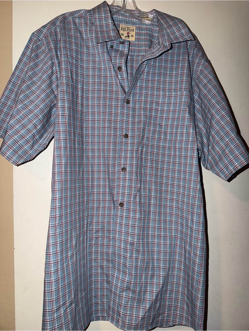 RedHead Blue Plaid Short Sleeve Button-Down Shirt